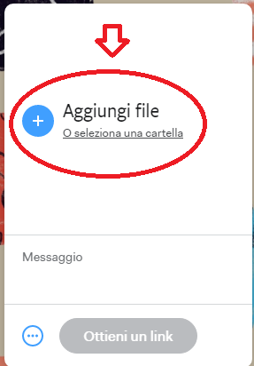 aggiungi file o cartella wetransfer