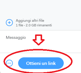 ottieni un link wetransfer