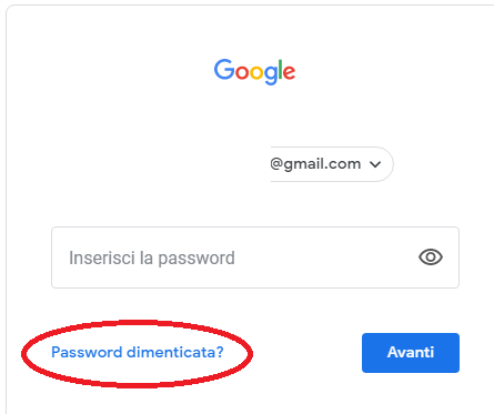 clicca su password dimenticata