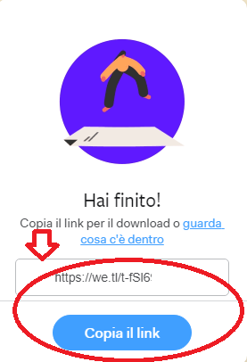 copia link wetransfer ed invialo