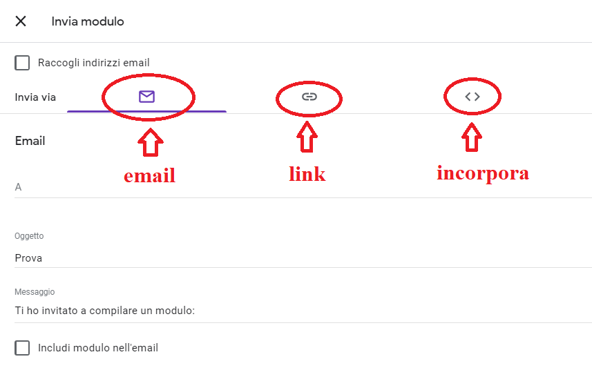 prima domanda e risposta google moduli