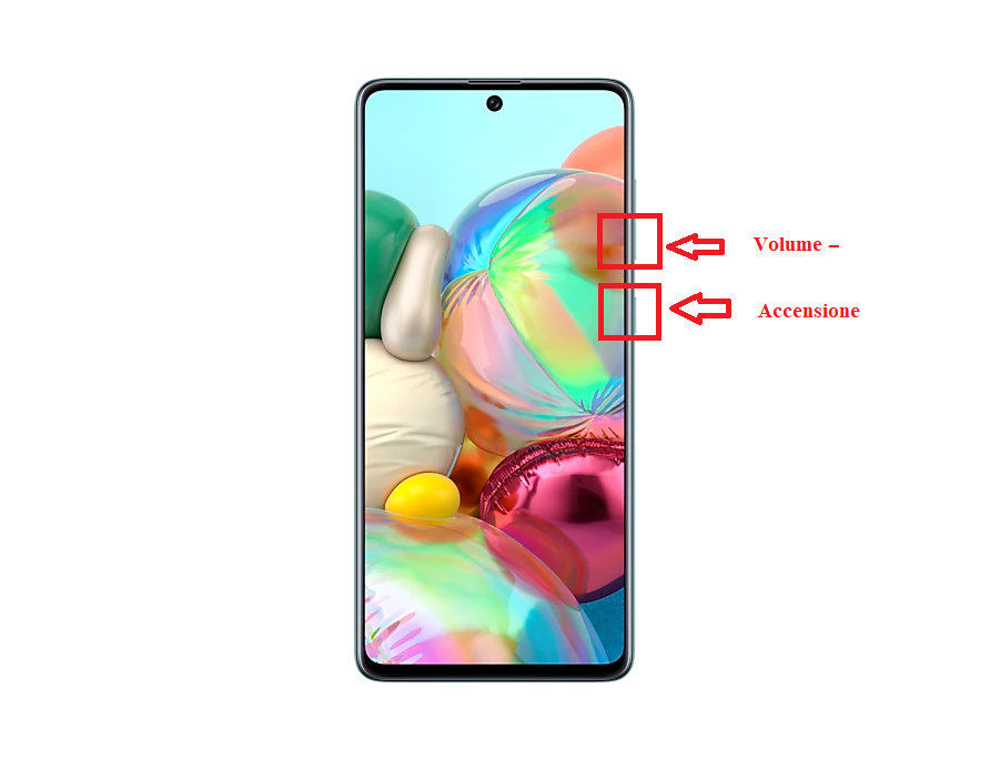 screenshot samsung power accensione volume meno